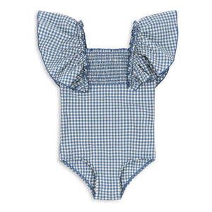 Konges Sløjd - Gathered Swimsuit Fresia Carreaux Recycled Fibre | Blue