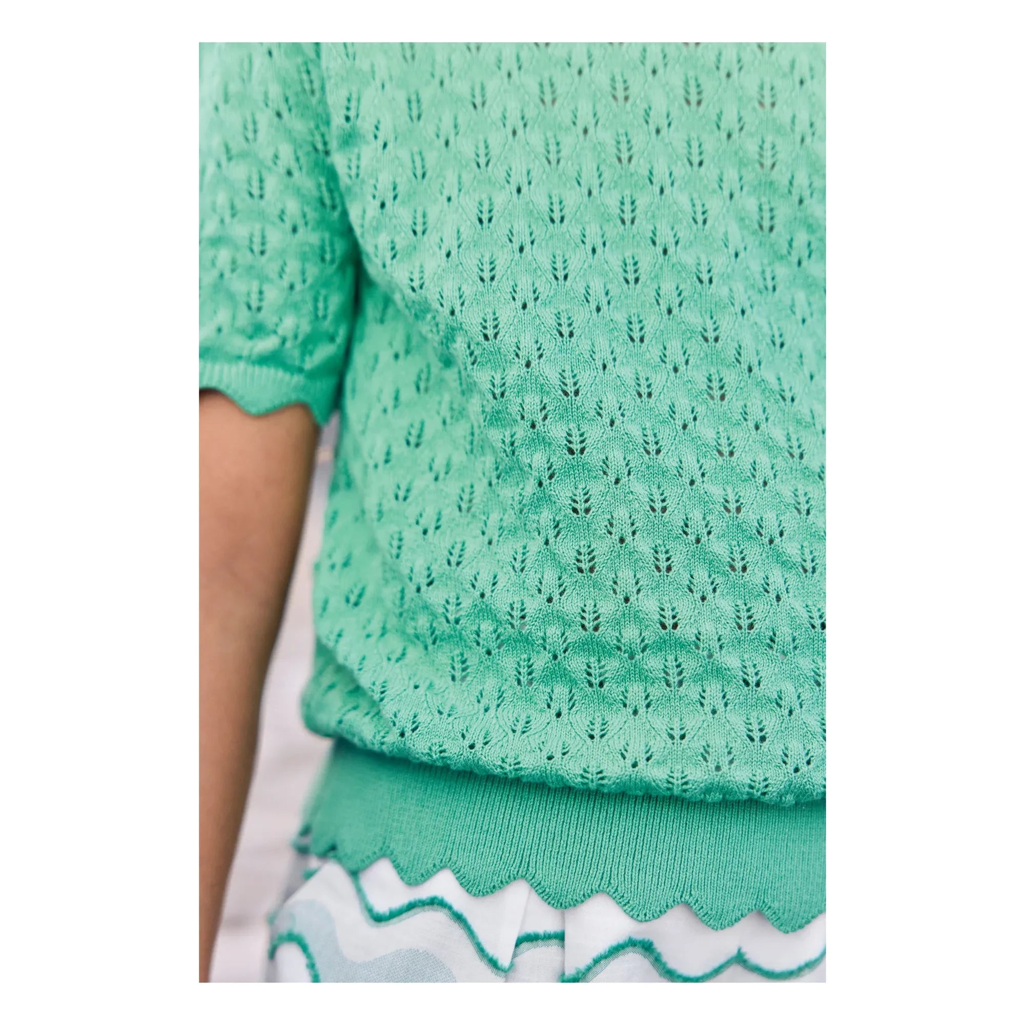 Tartine et Chocolat - Festoon Knit T-Shirt | Green