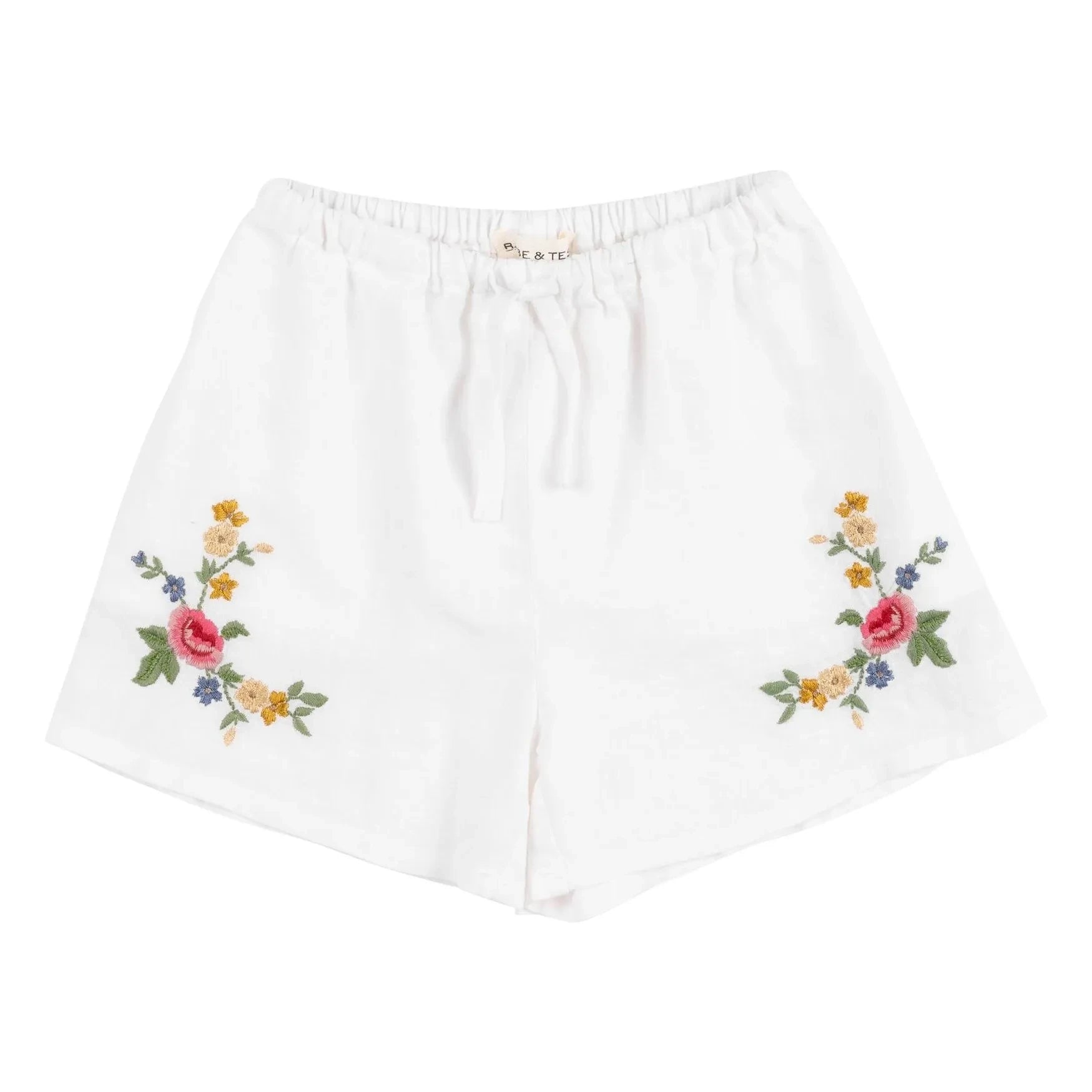 Babe & Tess - Luisa Linen Embroidered Short Shorts | White