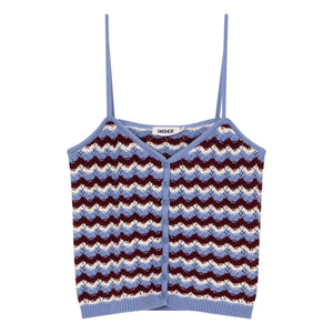 Indee - Striped Velvet Crochet Top | Blue