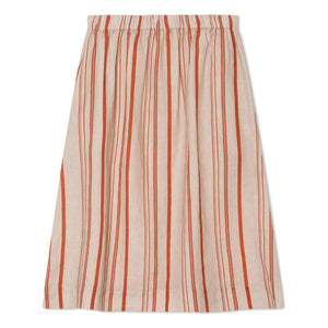 Matona - Striped Linen Midi Skirt | Off-White