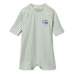 Liewood - Thor Striped Seersucker UV Protection Wetsuit Made from Recycled Fibers | Green
