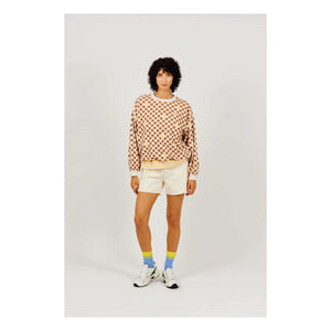 a.p - Organic Cotton Damier Terry Sweatshirt | Brown