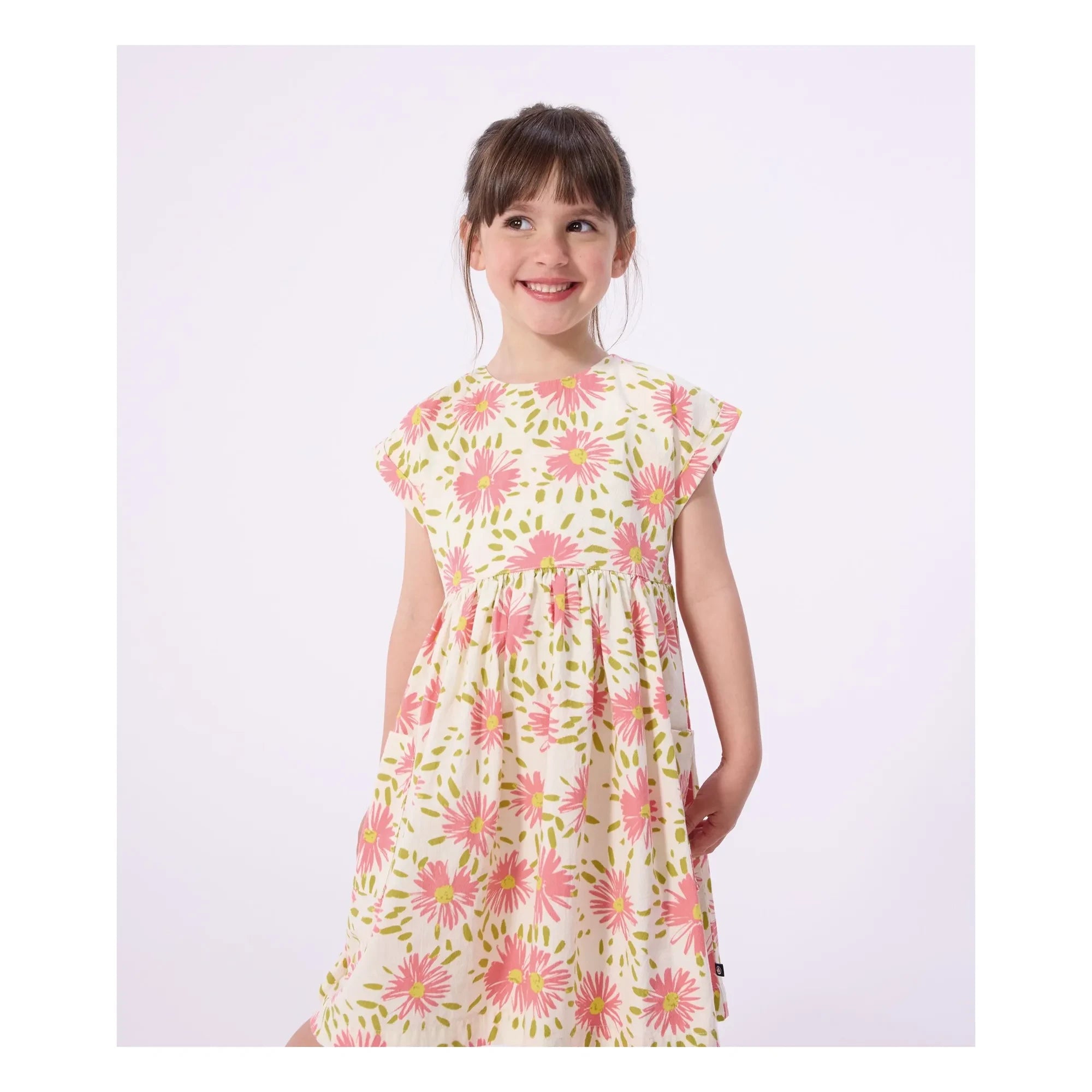 Petit Bateau - Organic Cotton Crepe Floral Dress | Ecru