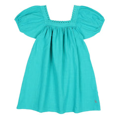 Búho - Organic Cotton Lace Dress | Turquoise
