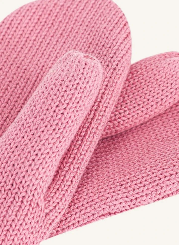 Petit Bateau - Organik Pamuklu Örgü Astarlı Eldivenler | Toz Pembe
