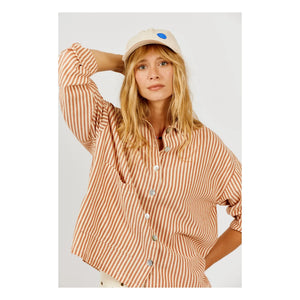 a.p - Cotton Striped Shirt | Brown