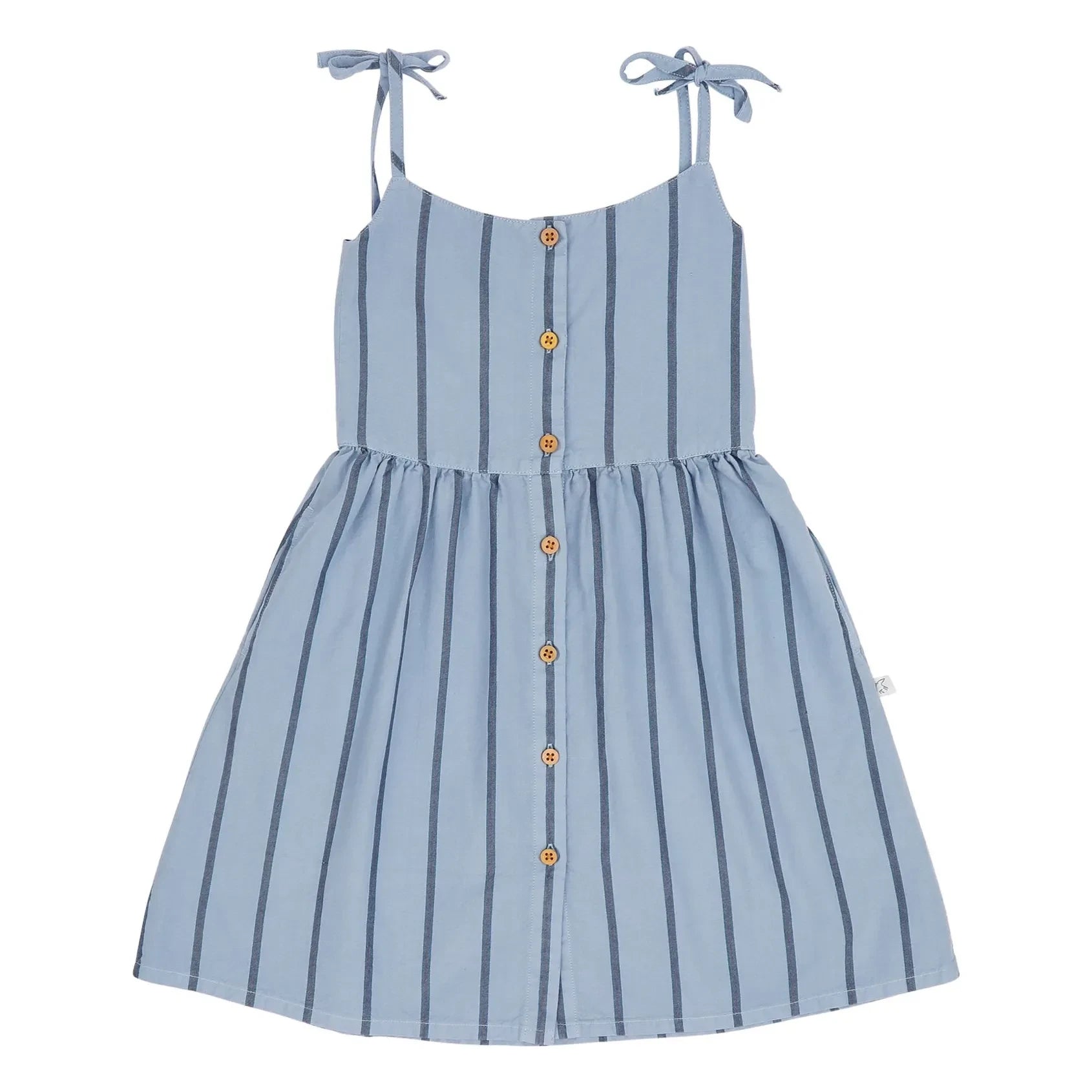 Jenest - Striped Organic Cotton Romper Dress | Light Blue