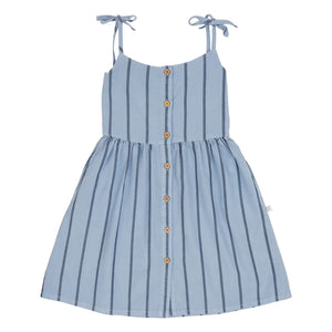 Jenest - Striped Organic Cotton Romper Dress | Light Blue