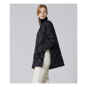 Taion - Unisex Long Military Quilted Coat | Black