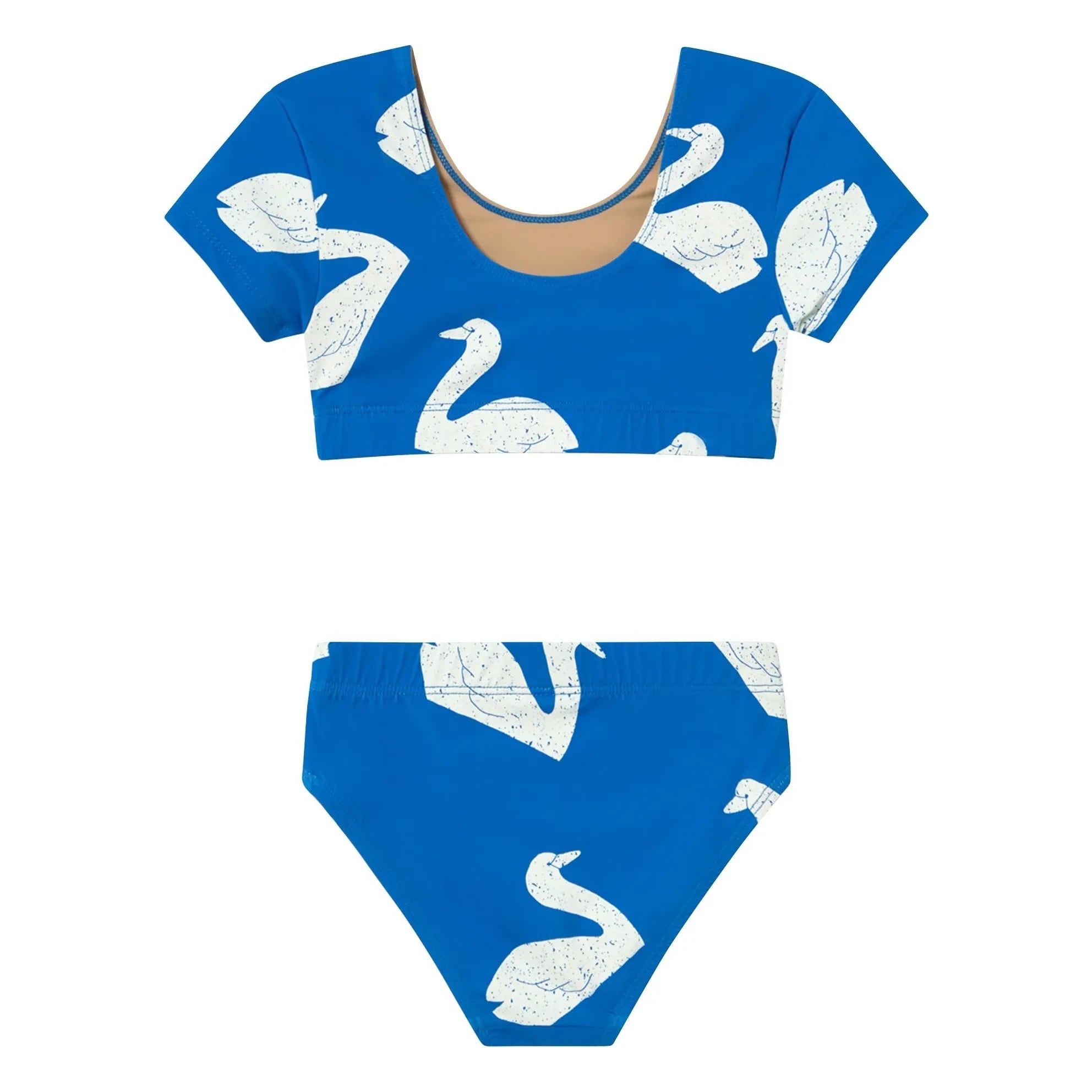 Tinycottons - Short Sleeve Swimsuit Swans | Blue