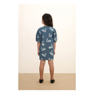 Tinycottons - Denim Kuğular Elbise | Mavi