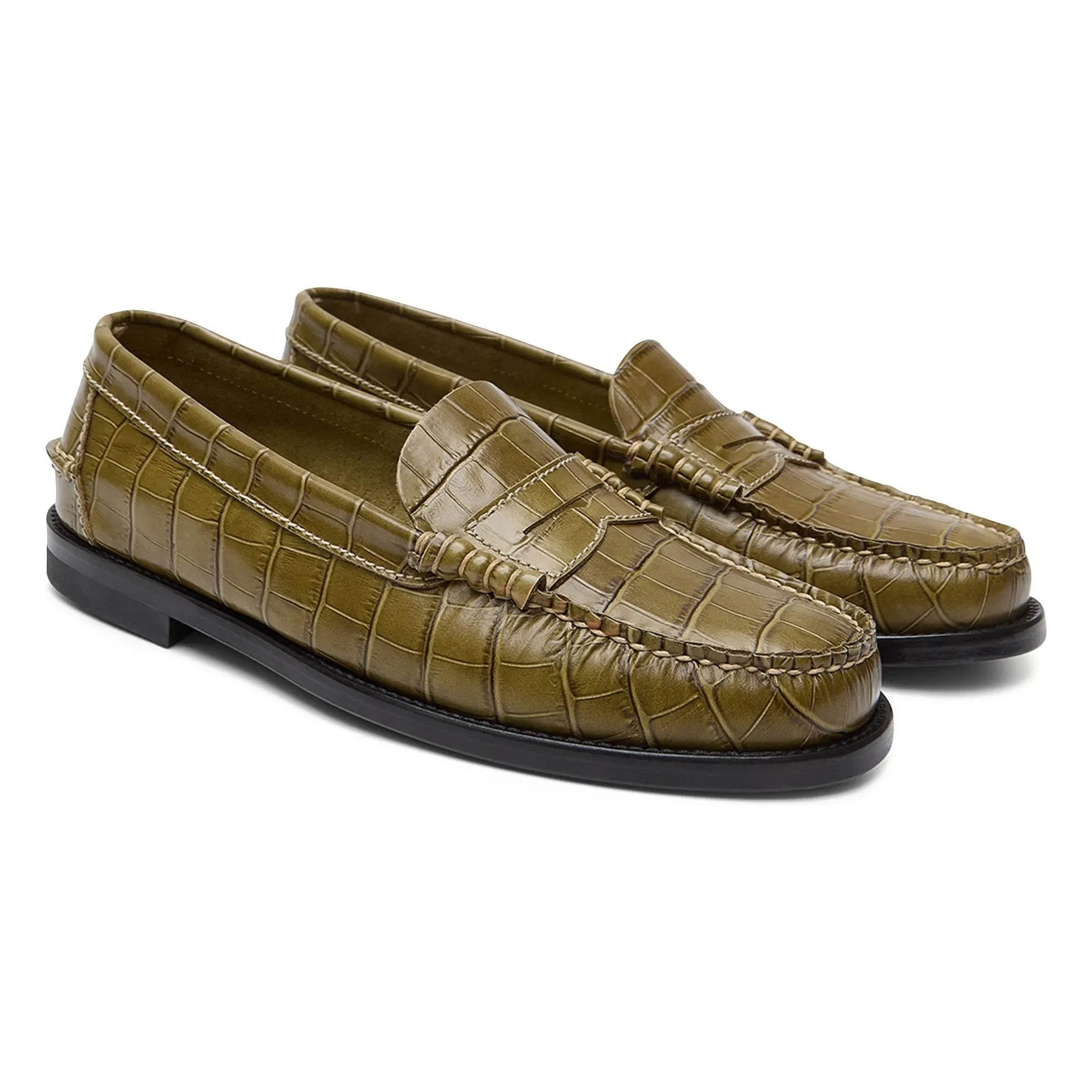 Augusta - Zoe Croco Pattern Loafer | Olive Green