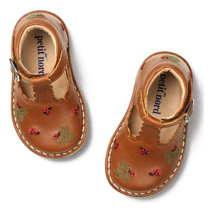 Petit Nord - T-Bar T-Bar Ladybug Embroidered First Step Shoes - Uniqua Collection | Camel