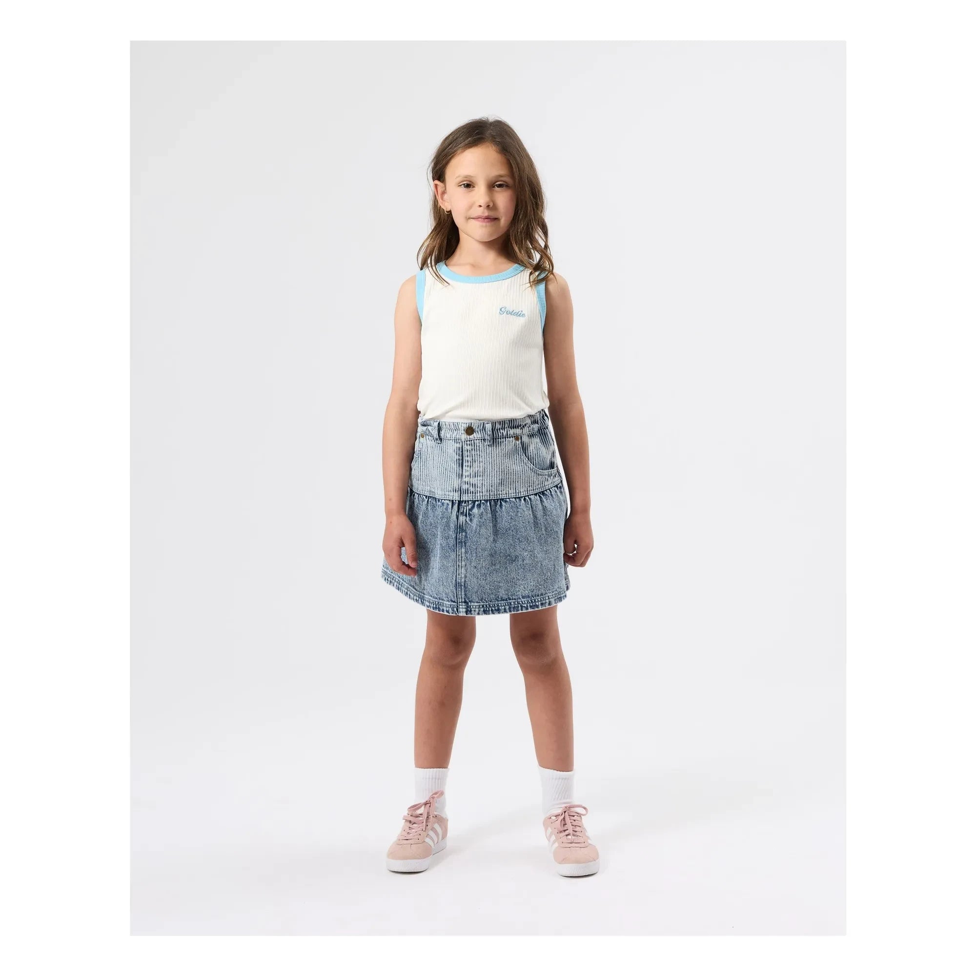 Goldie + Ace - Peplum Denim Skirt | Blue