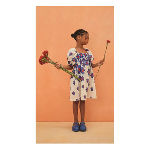 Fabula - Balloon Sleeve Floral Midi Dress | White
