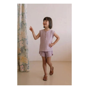 Studio Bohème - Roman Waffle Top Organic Cotton Gauze Cloth | Lilac