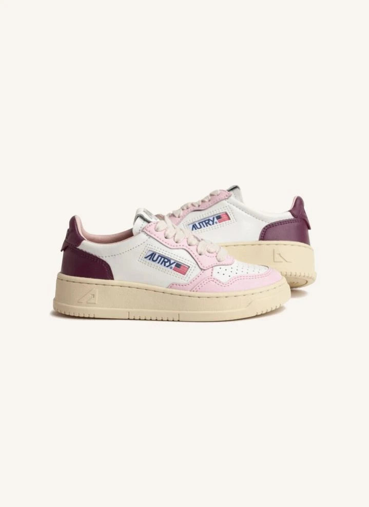 Autry - Two-Toned Kids Medalist Low Leather Sneakers | Pink
