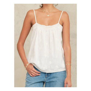 M.A.B.E. - Livie Embroidered Cotton Tank Top | Off White