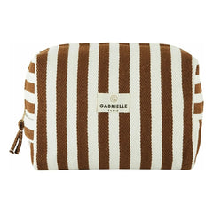 Gabrielle Paris - Striped cotton toiletry bag | Moka
