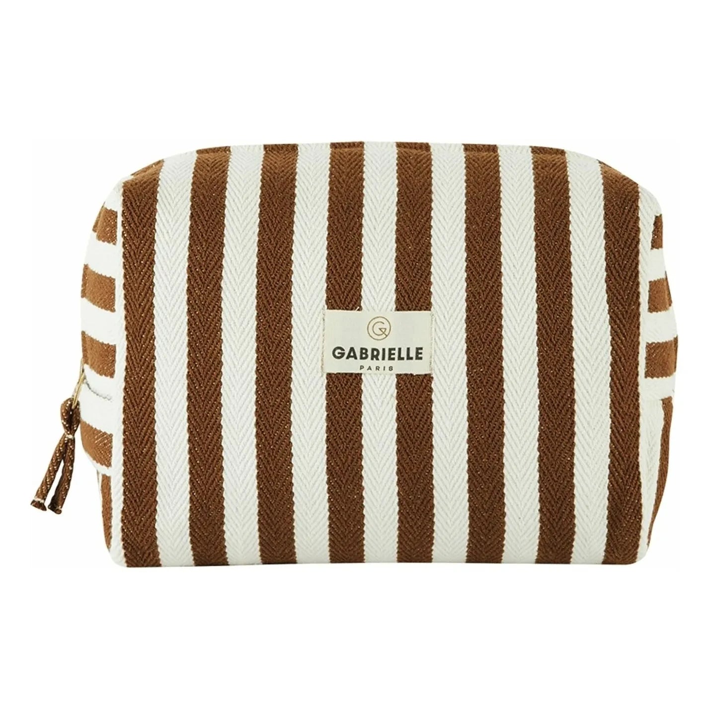 Gabrielle Paris - Striped cotton toiletry bag | Moka