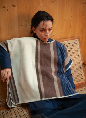 La Méricaine - Wappos Long Wool Poncho | Brown
