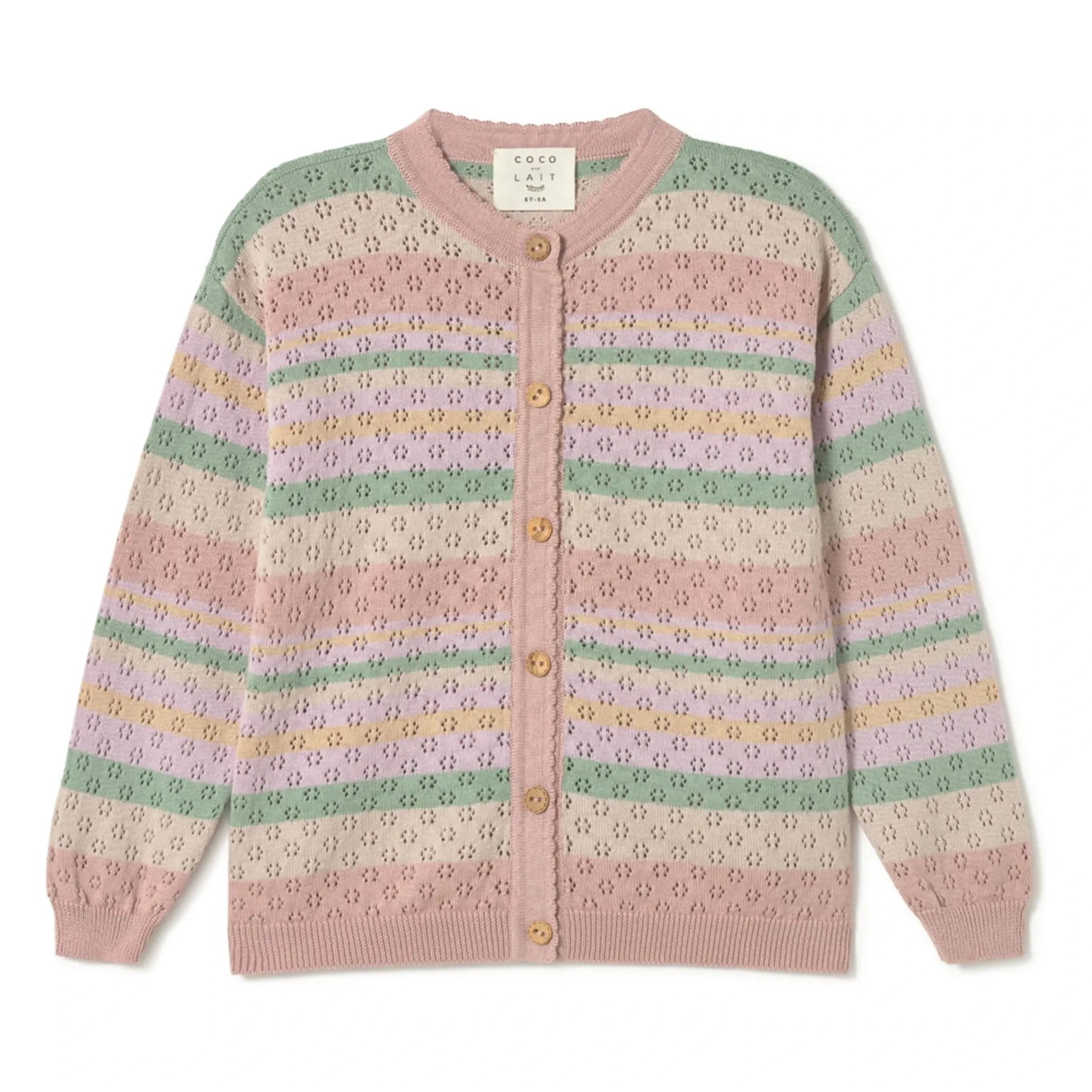 Coco au Lait - Striped Organic Cotton Cardigan | Pink