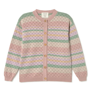 Coco au Lait - Striped Organic Cotton Cardigan | Pink