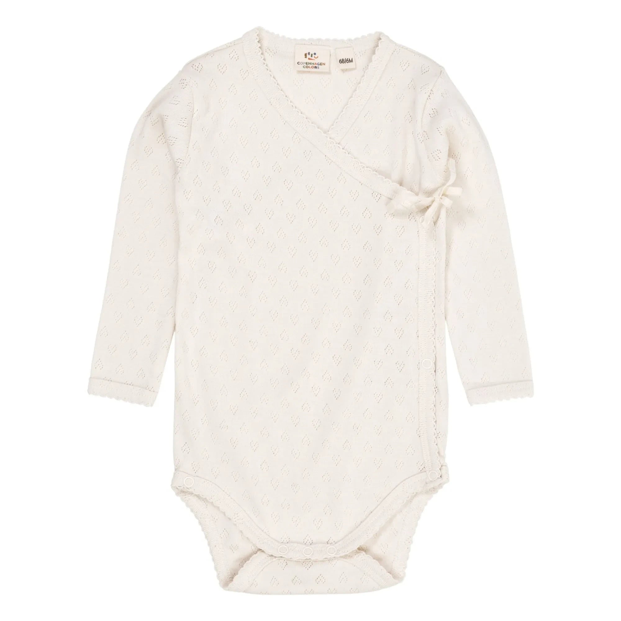 Copenhagen Colors - Organic Cotton Bodysuit Cache-Coeur Pointelle | Cream
