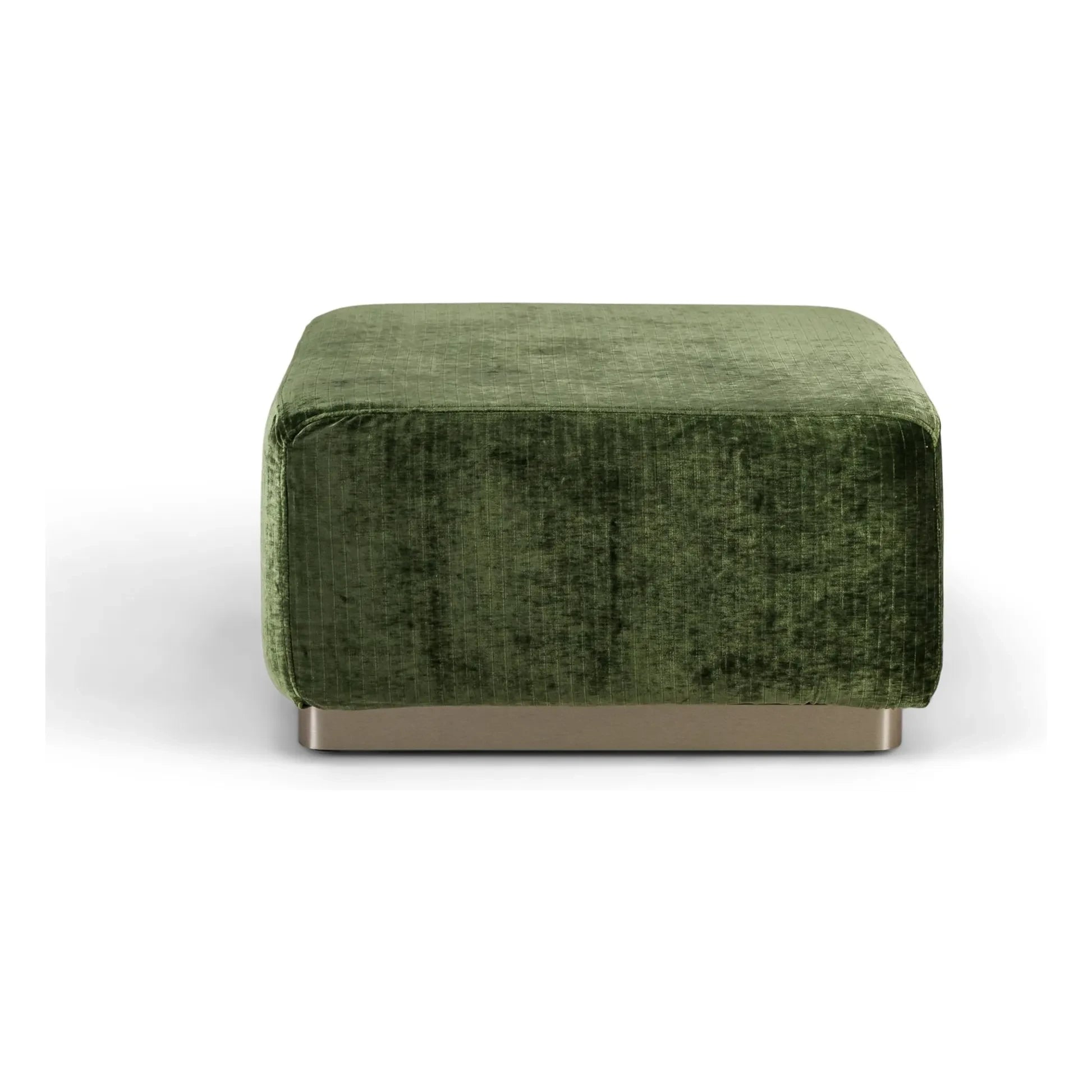 The Socialite Family - Shiny Thread Velvet Round Pouf | Olive Green