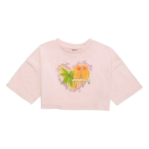 Maison Mangostan - Birds Crop T-shirt | Light Pink