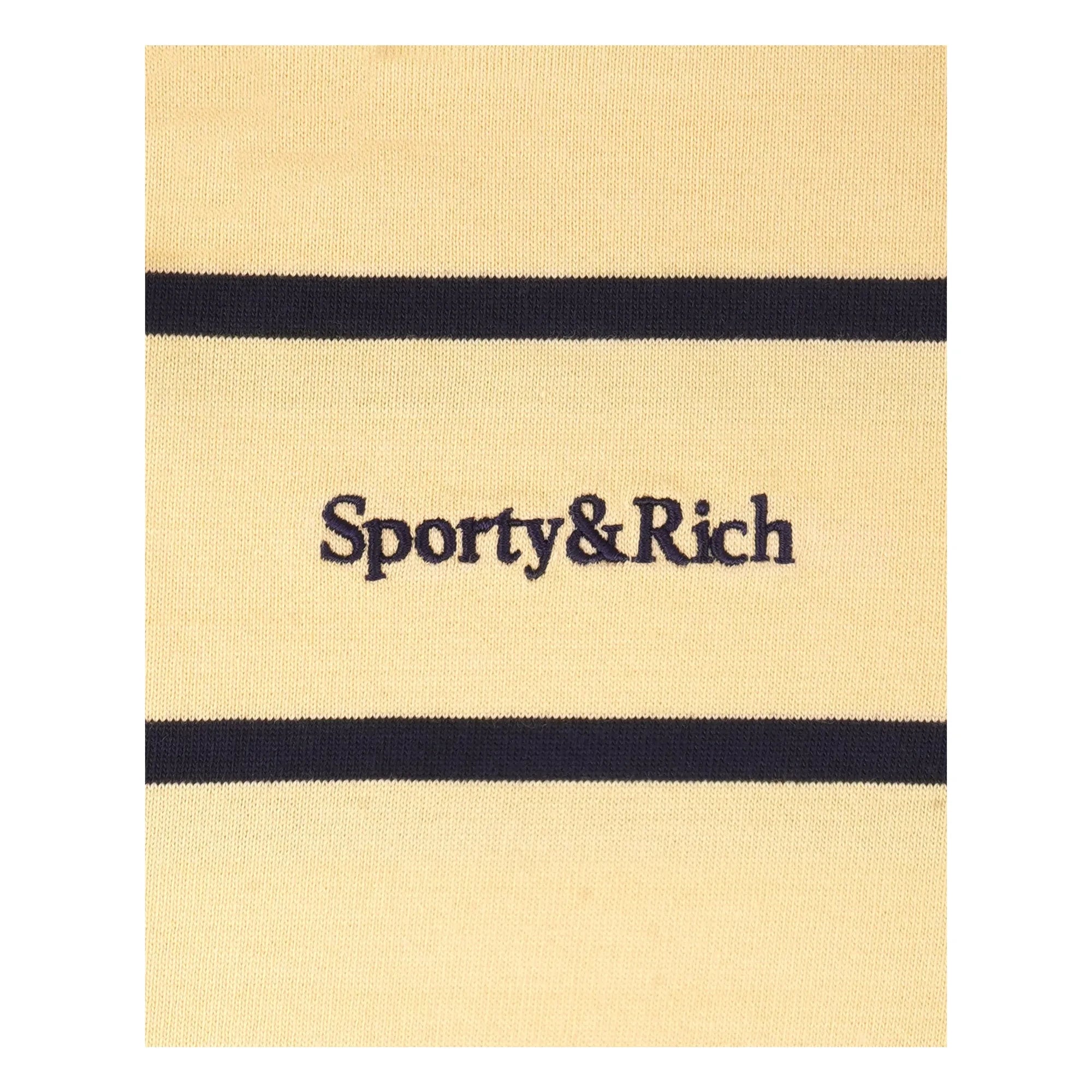 Sporty & Rich - Polo Ragbi Serif Logo Çizgili | Soluk Sarı