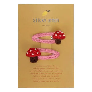 Sticky Lemon - Set of 2 Mushroom Hair Clips | Red