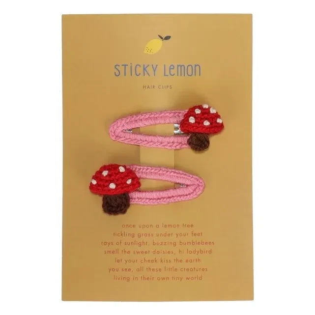 Sticky Lemon - Set of 2 Mushroom Hair Clips | Red