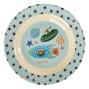 Rice - Chiens de l'Espace melamine soup plate | Blue
