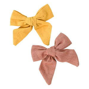Gentil Coquelicot - Barrettes with Bows - Set of 2 | Yellow