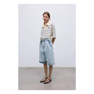 the new society - Cotton Bermuda Shorts | Denim Blue