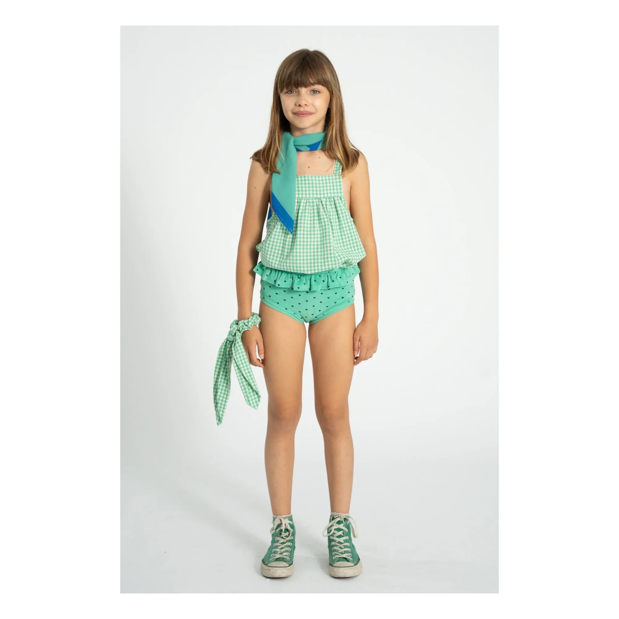 Piupiuchick - Vichy Organic Cotton Top | Turquoise