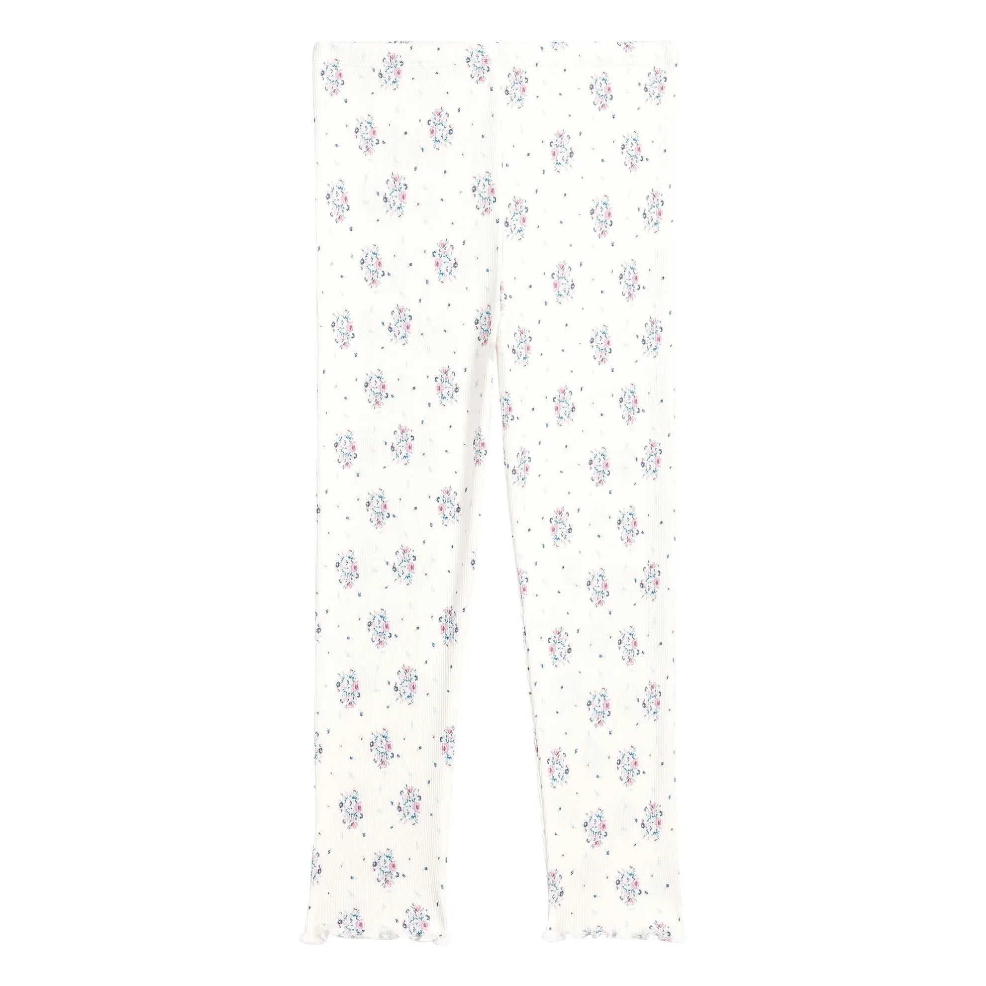 Louise Misha - Anandou Floral Pattern Ribbed Leggings | Cream