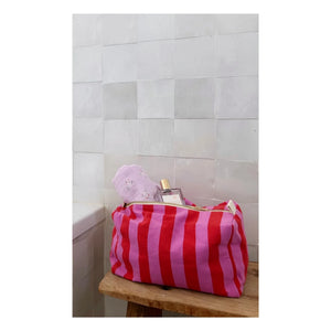 Rose in April - Vic Striped Toiletry Bag | Pink