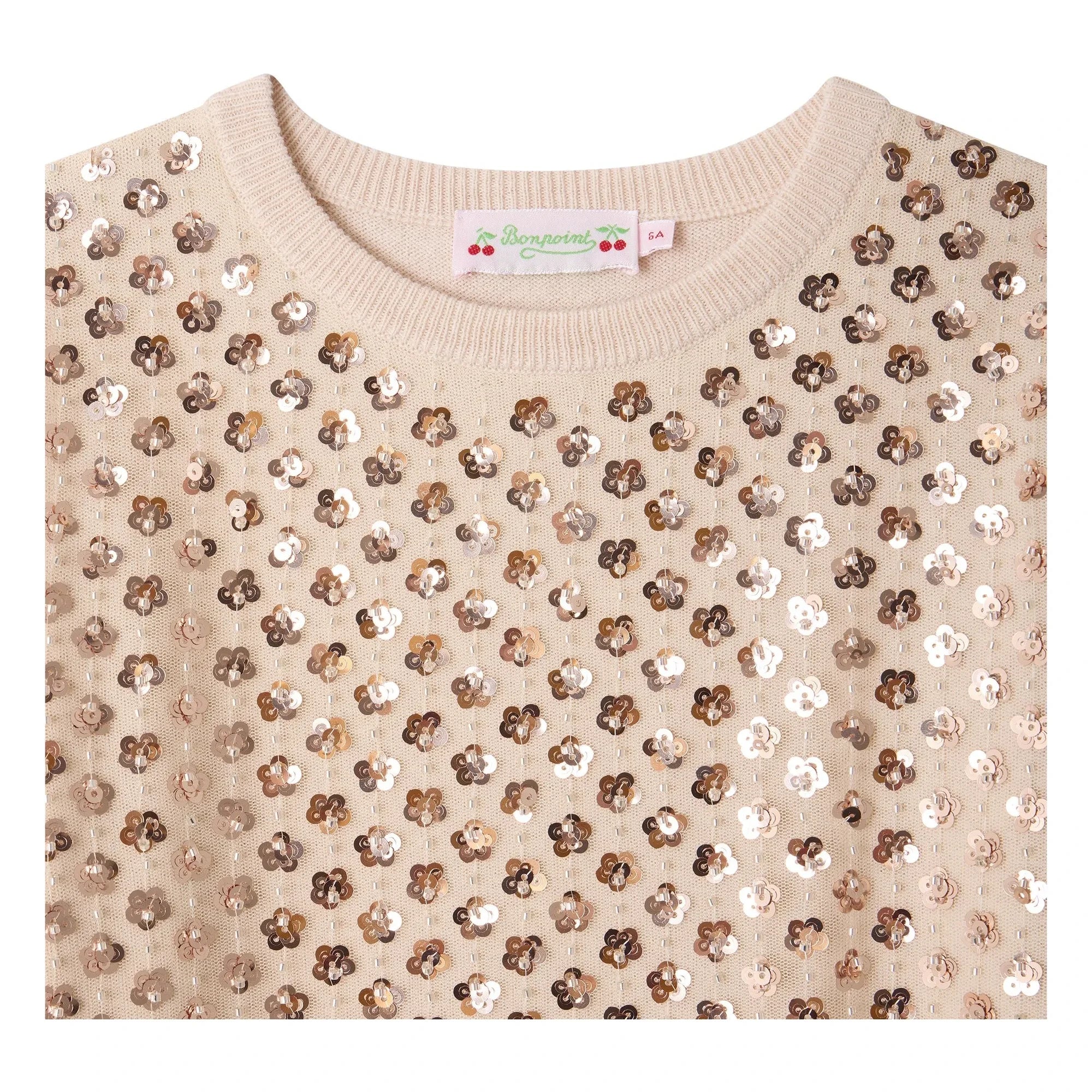 Bonpoint - Marlise Wool Metallic Dress | Pale Pink