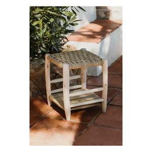 Cosydar - Palm Leaf and Raw Wood Nightstand