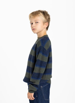 Smallable Kid - Matteo Striped Wool Sweater | Khaki