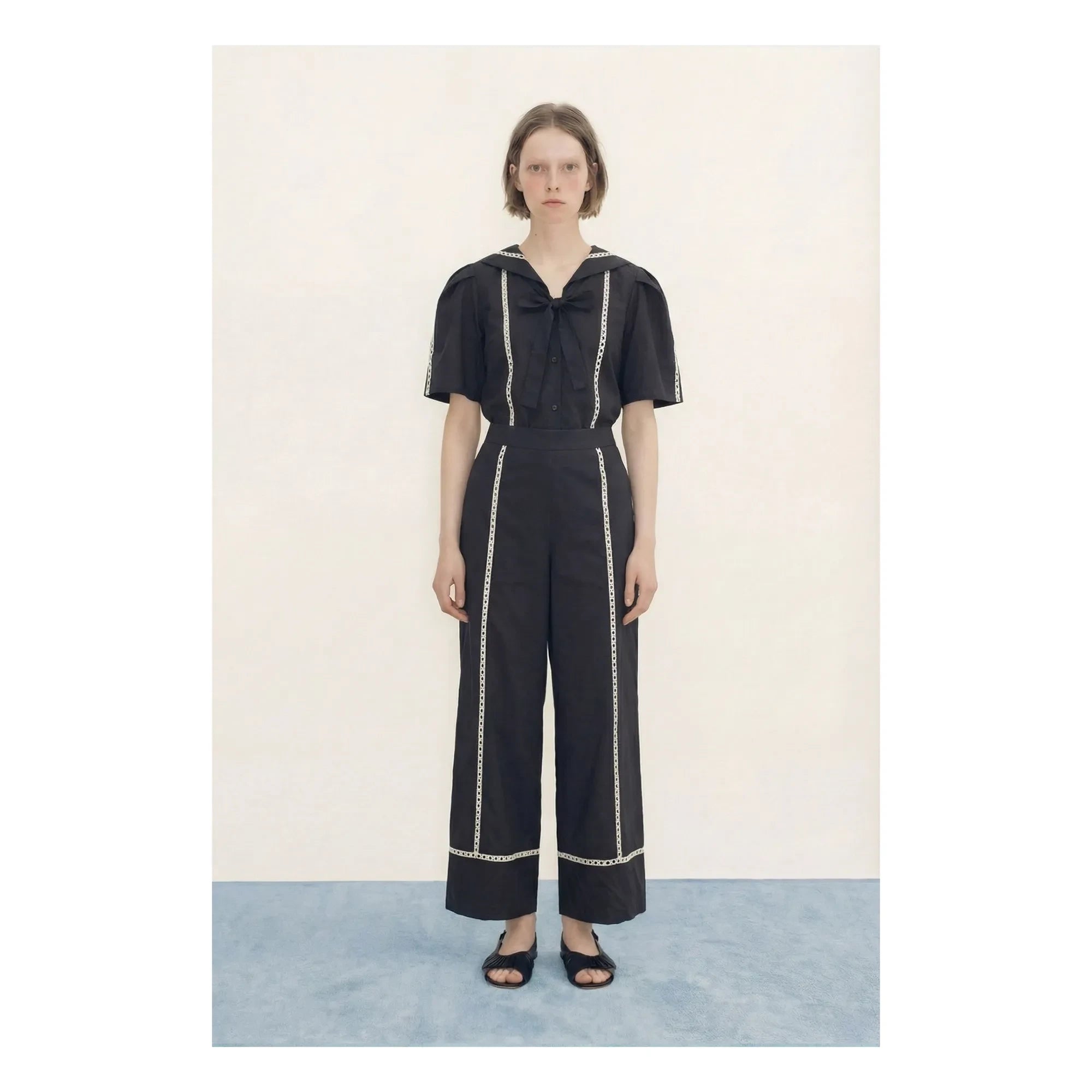 The Tiny Big Sister - Sailor Cotton Blouse | Navy Blue