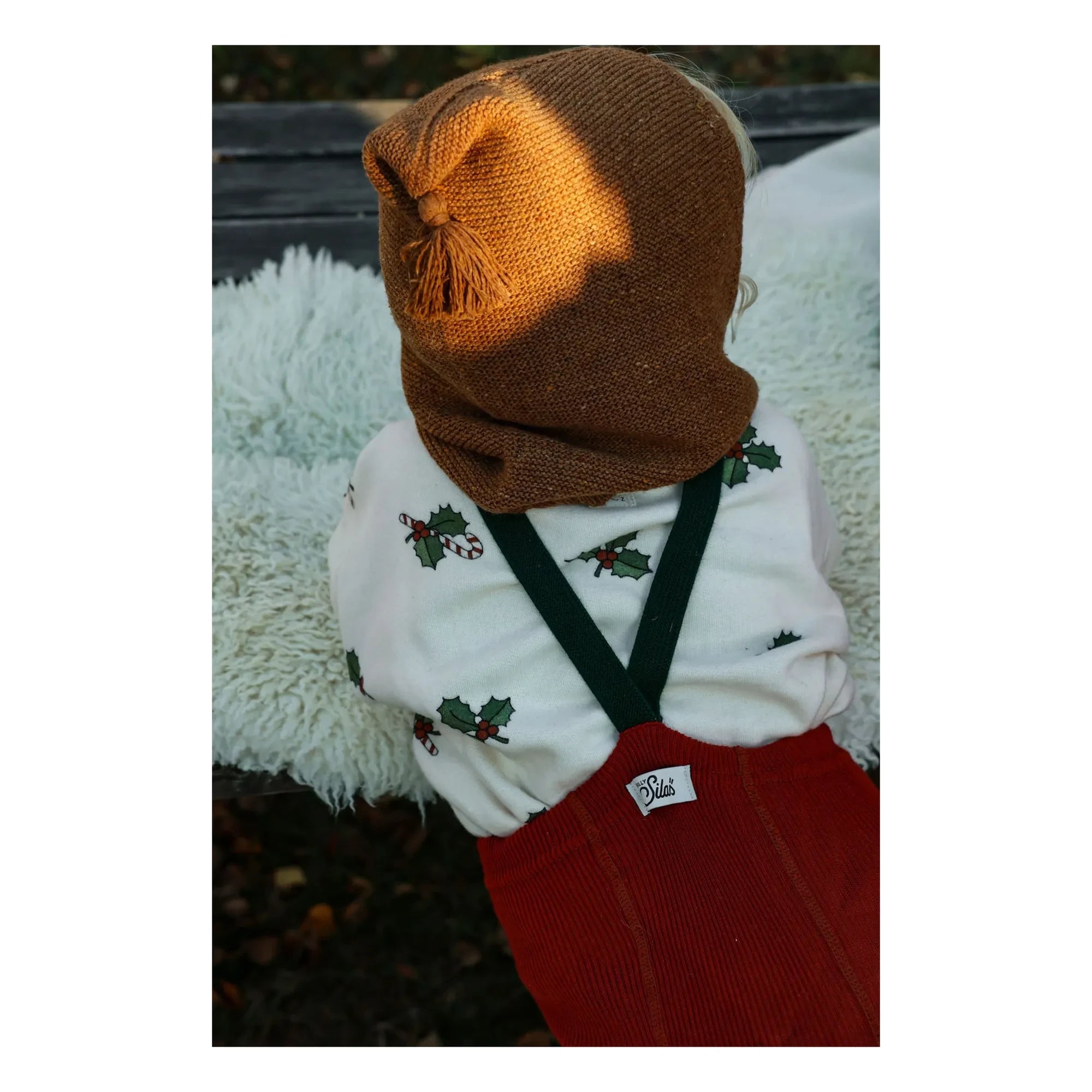 Silly Silas - Xmas Organic Cotton Tights | Brick Red