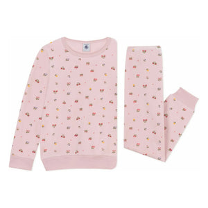 Petit Bateau - Organic Cotton Heart and Flower Pajamas | Pale Pink