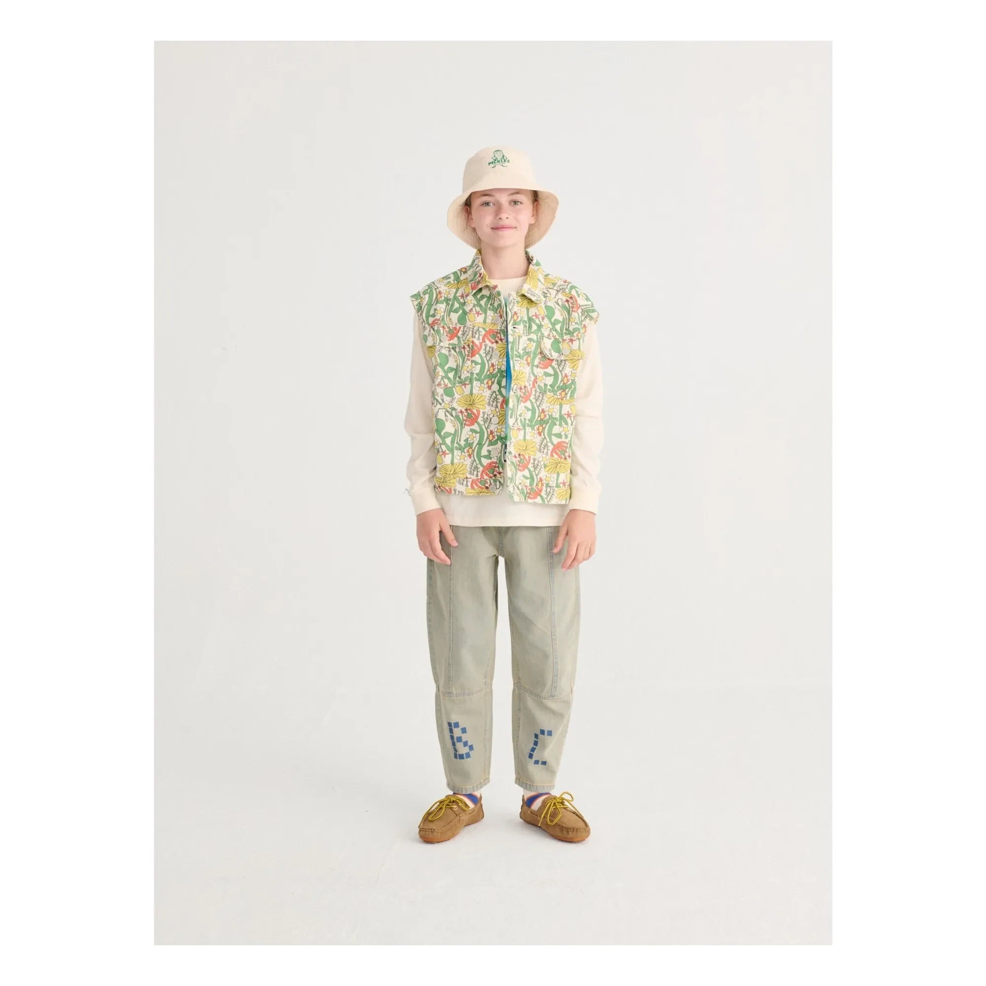 Bobo Choses - Fleurie Twill Organic Cotton Sleeveless Jacket | Ecru