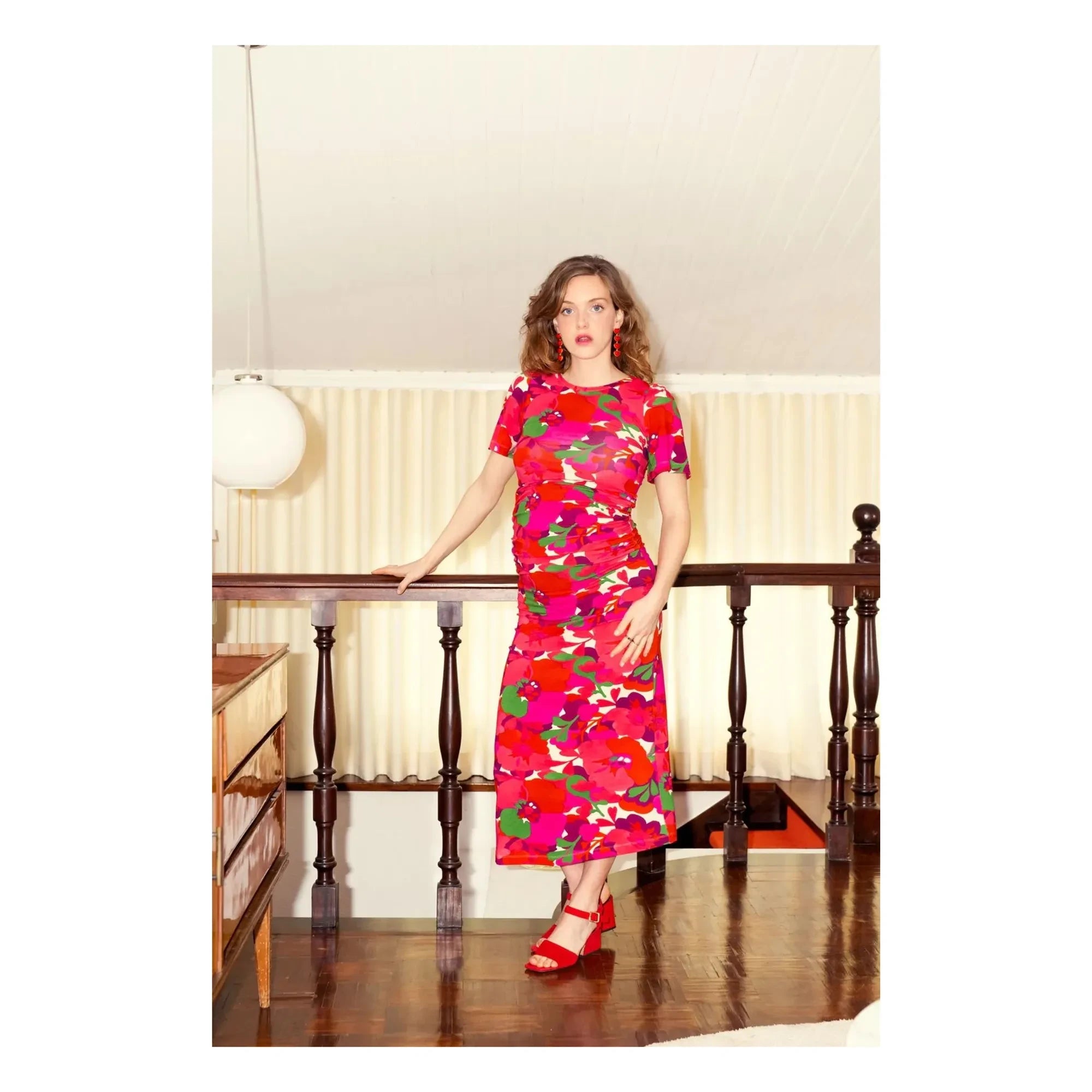 Paloma Collection - Theodora Pop Flower Maternity Dress | Red