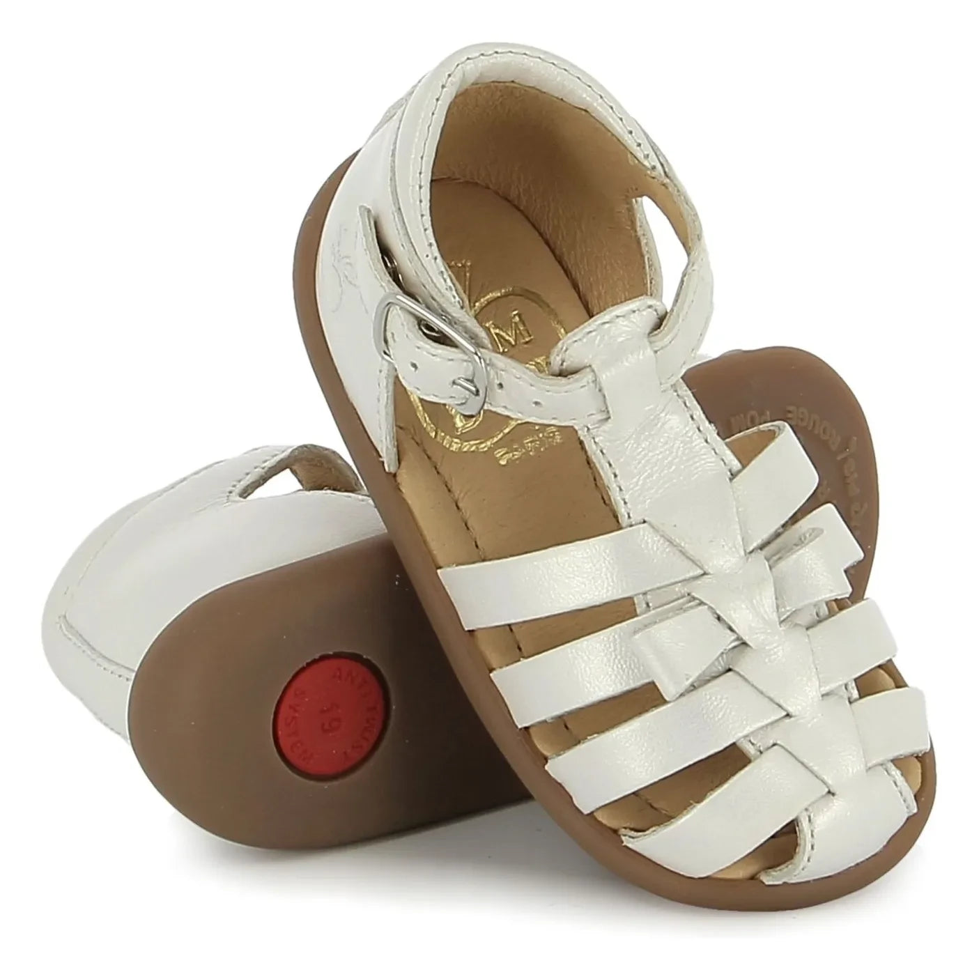 Pom d'Api - Knotted Metallic Sandals | White