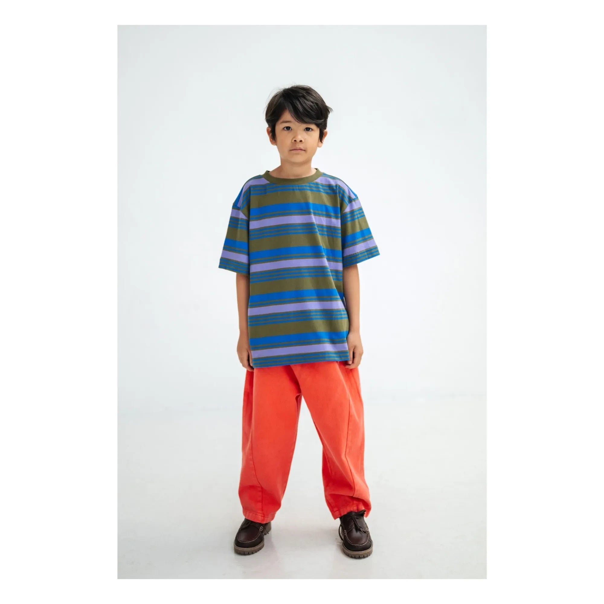 Repose AMS - Striped Organic Cotton T-Shirt | Khaki